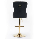Bar Stools Velvet Upholstered Swivel With Backs Black - Furniture Home Direct