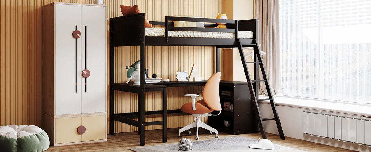 Loft Bed With Shelves With Desk - Furniture Home Direct