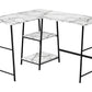 Computer Desk, Home Office, Corner, Storage Shelves, L Shape, Work, Laptop, Marble Look Laminate, Contemporary, Modern - Furniture Home Direct