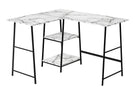 Computer Desk, Home Office, Corner, Storage Shelves, L Shape, Work, Laptop, Marble Look Laminate, Contemporary, Modern - Furniture Home Direct