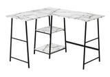 Computer Desk, Home Office, Corner, Storage Shelves, L Shape, Work, Laptop, Marble Look Laminate, Contemporary, Modern - Furniture Home Direct