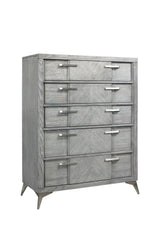 5 Drawer Chest Book Matched Veneers - Gray - Furniture Home Direct