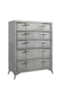 5 Drawer Chest Book Matched Veneers - Gray - Furniture Home Direct