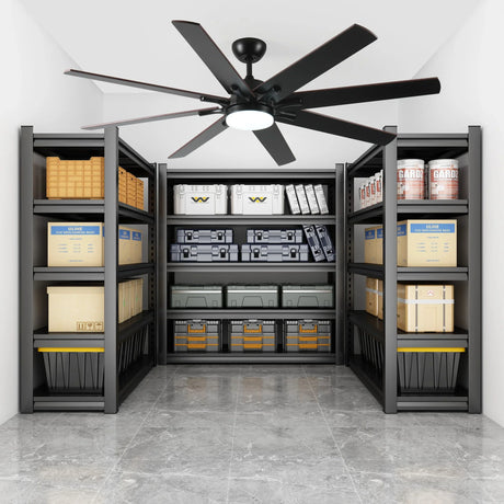 Large Ceiling Fans With Lights And Remote, Indoor / Outdoor Modern Ceiling Fan For Kitchen Living Room Patio, 6 Speed Reversible Quiet DC Motor, Dual Finish 8 Blades - Black - Furniture Home Direct