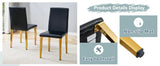 Dining Chairs Four Modern PU Leather Gold Legs Black - Furniture Home Direct