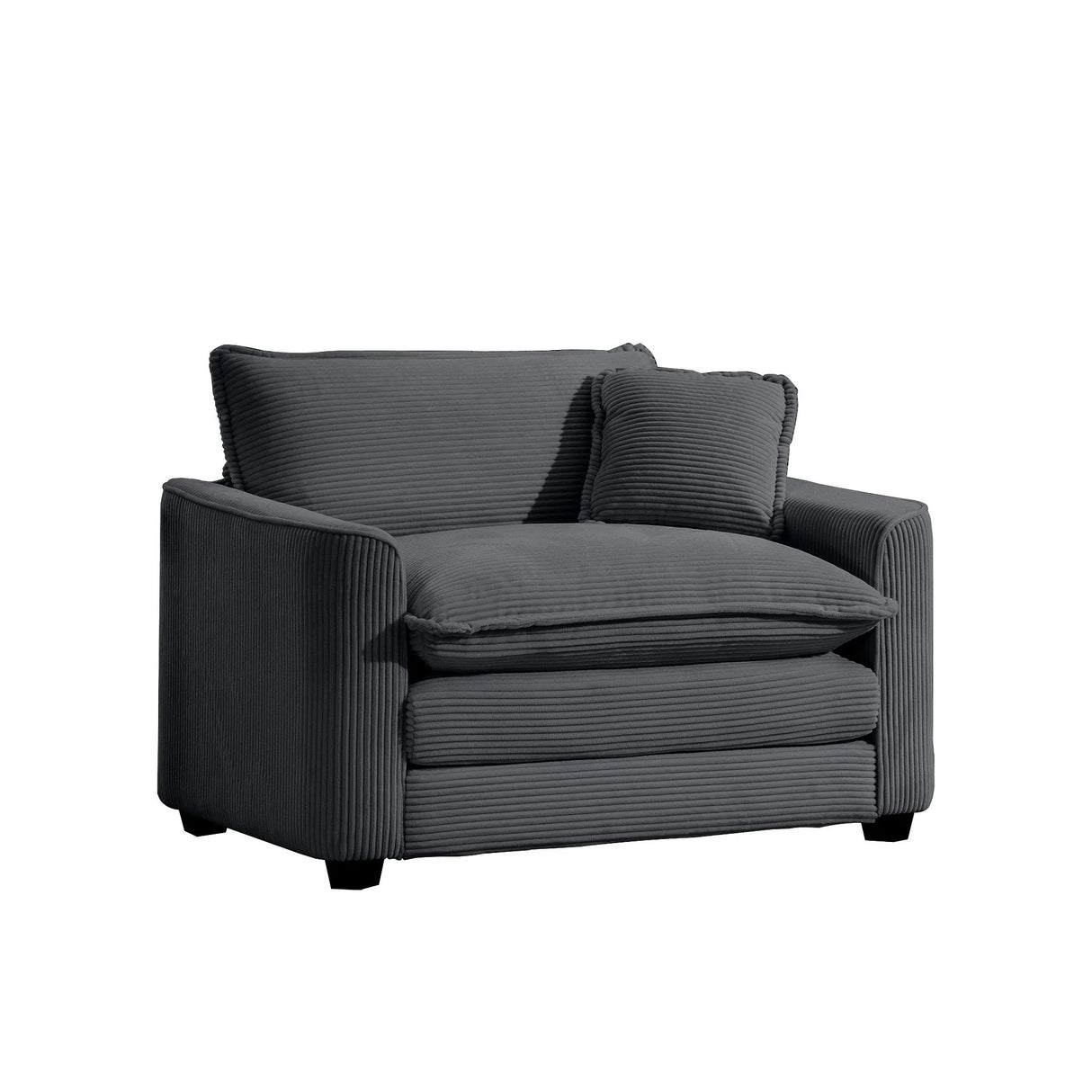 Modern Classic Corduroy Fabric Single Chair Deep Seat Sofa With Pillow - Furniture Home Direct