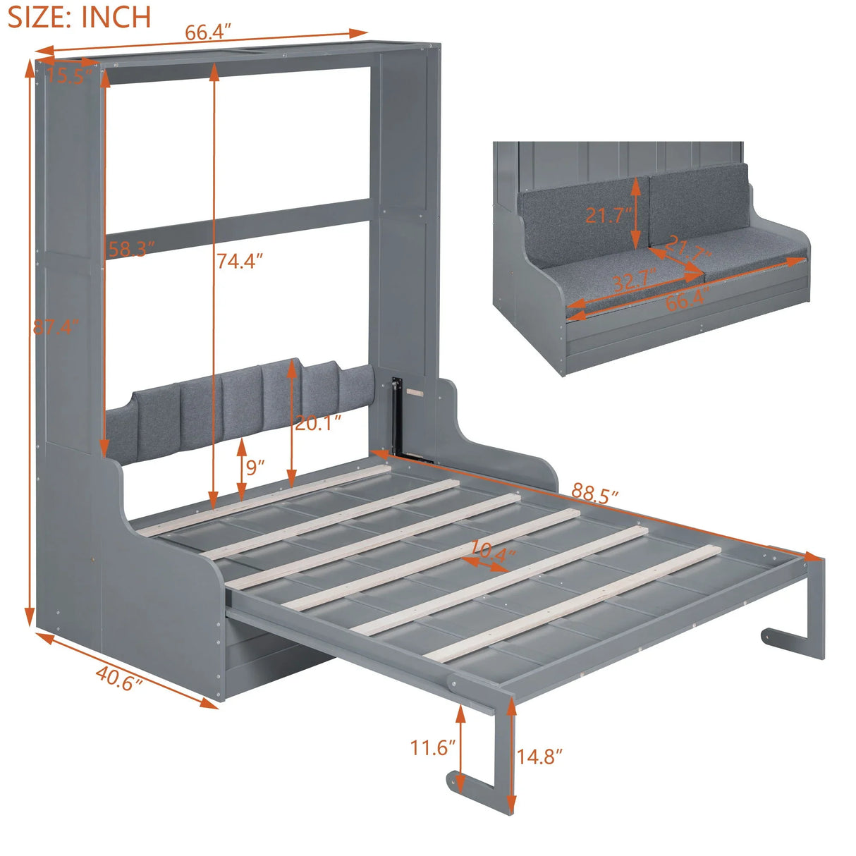 Murphy Wall Bed With Cushion, Space Saving Design, And Construction - Furniture Home Direct