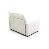 3 Piece Living Room Set with Soft Cushions and Pillows in Corduroy Fabric - Off White - Furniture Home Direct