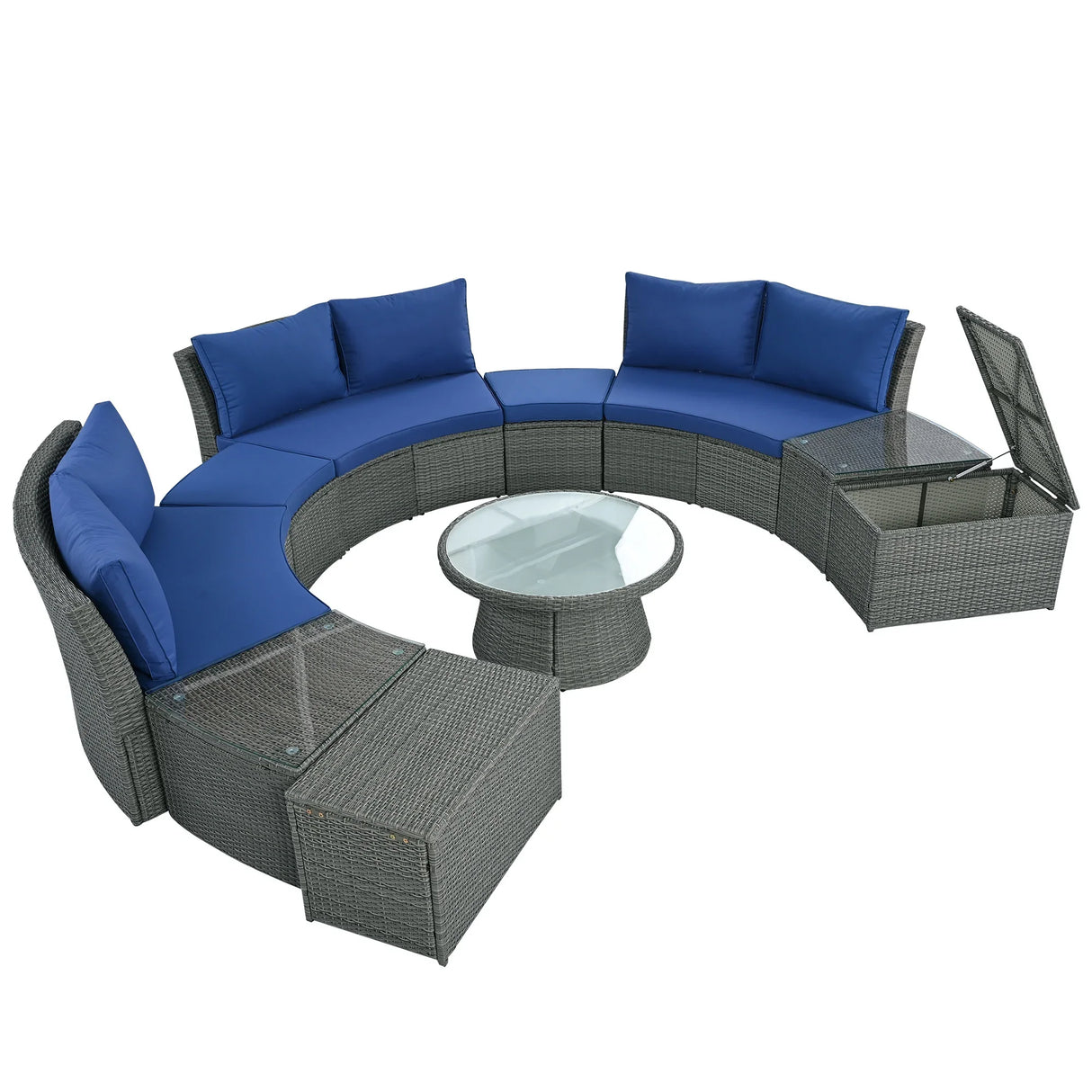 Semi-Circle Outdoor Sectional Set - Furniture Home Direct