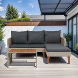 3 Piece Patio Sectional Wicker Rattan Outdoor Furniture Sofa Set Natural Wicker And Cushion - Yellow / Dark Gray - Furniture Home Direct