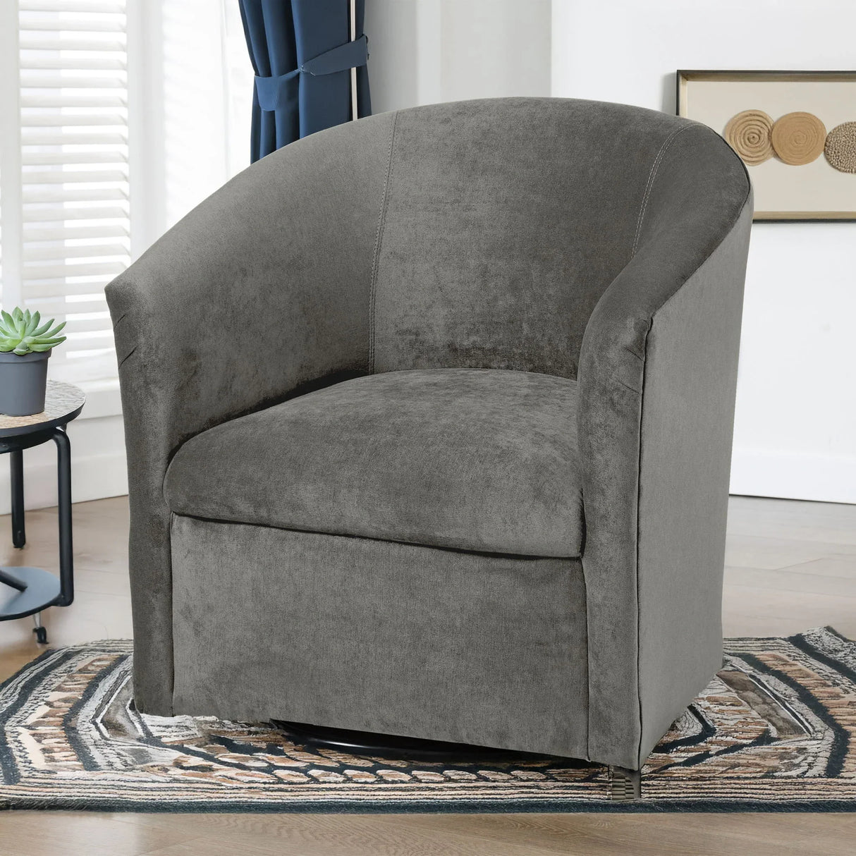 Eden - Swivel Chair With Microfiber Upholstery And Hardwood Frame - Furniture Home Direct