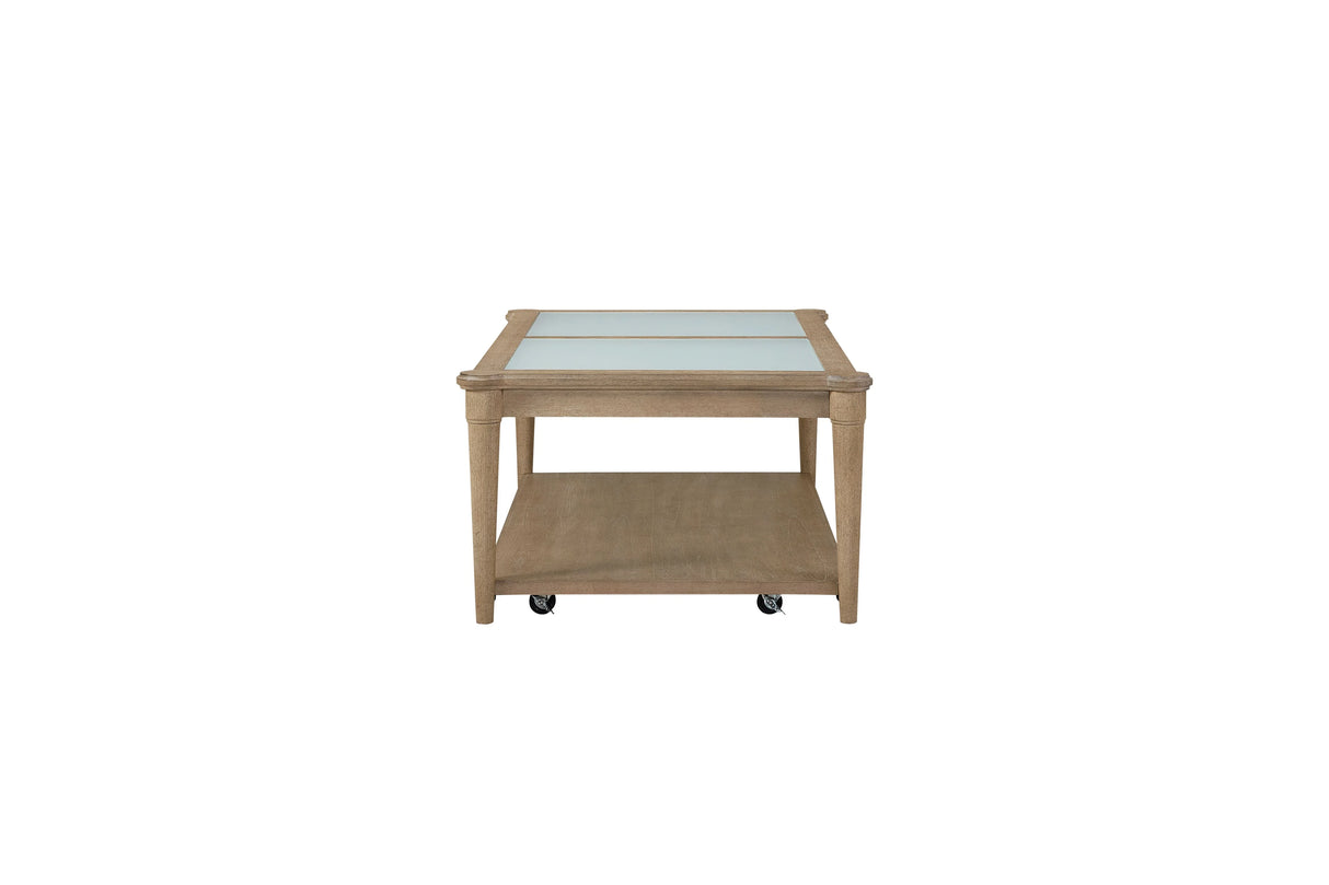 Frosted Glass Top Coffee Table With Casters - Sand - Furniture Home Direct