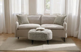 Upendo - Pattern Linen Sofa With 2 Toss Pillows - Beige - Furniture Home Direct