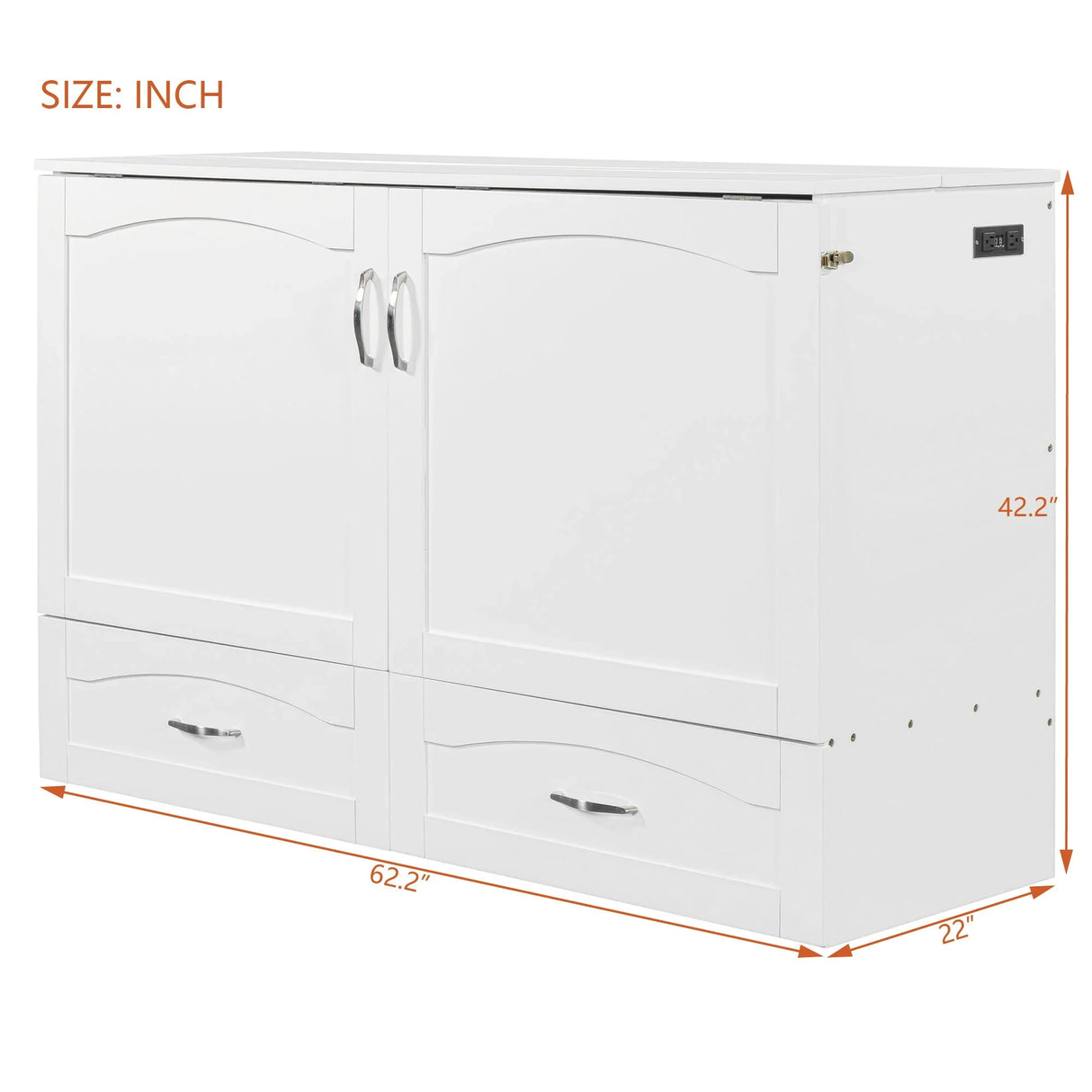 Murphy Bed With Drawer And A Set Of Sockets & USB Ports, Pulley Structure Design - Furniture Home Direct