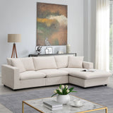 Modern Sectional Sofa With Throw Pillows, Cloud L Shaped Couch Set With Wide 4 Seat Comfy Couch Set With Movable Ottoman - Furniture Home Direct