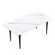 70.87" Modern Artificial Stone White Straight Edge Black Metal Leg Dining Table, Can Accommodate 6-8 People - White / Black - Furniture Home Direct