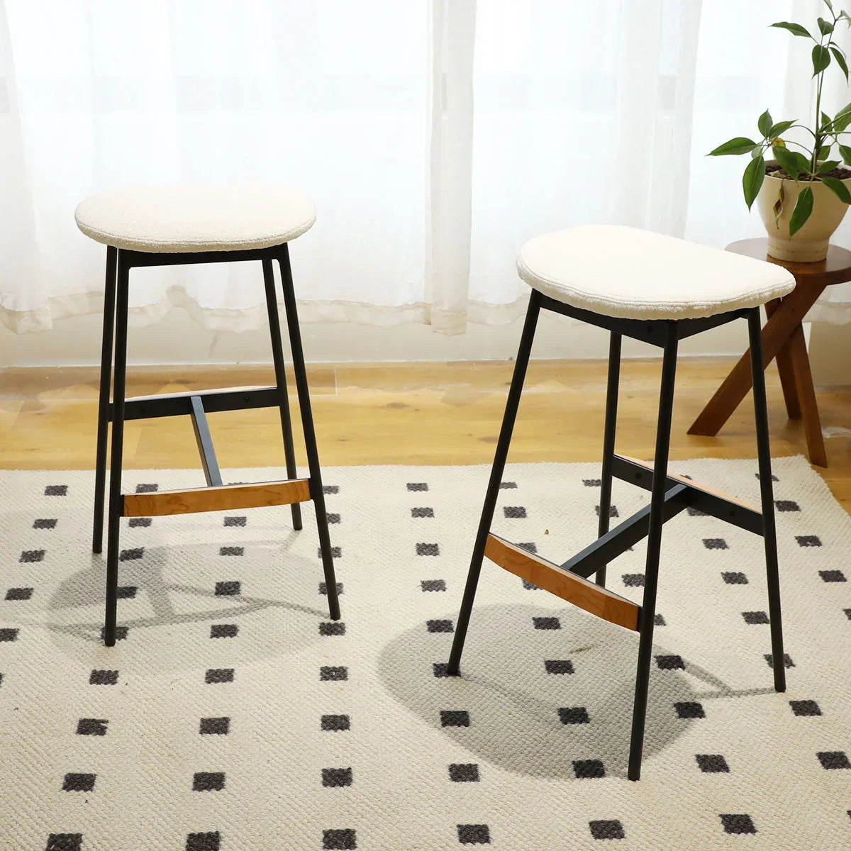 Modern Bar Stools Comfortable & Stylish, Soft Fabric Upholstered, Backless (Set of 2) - Furniture Home Direct