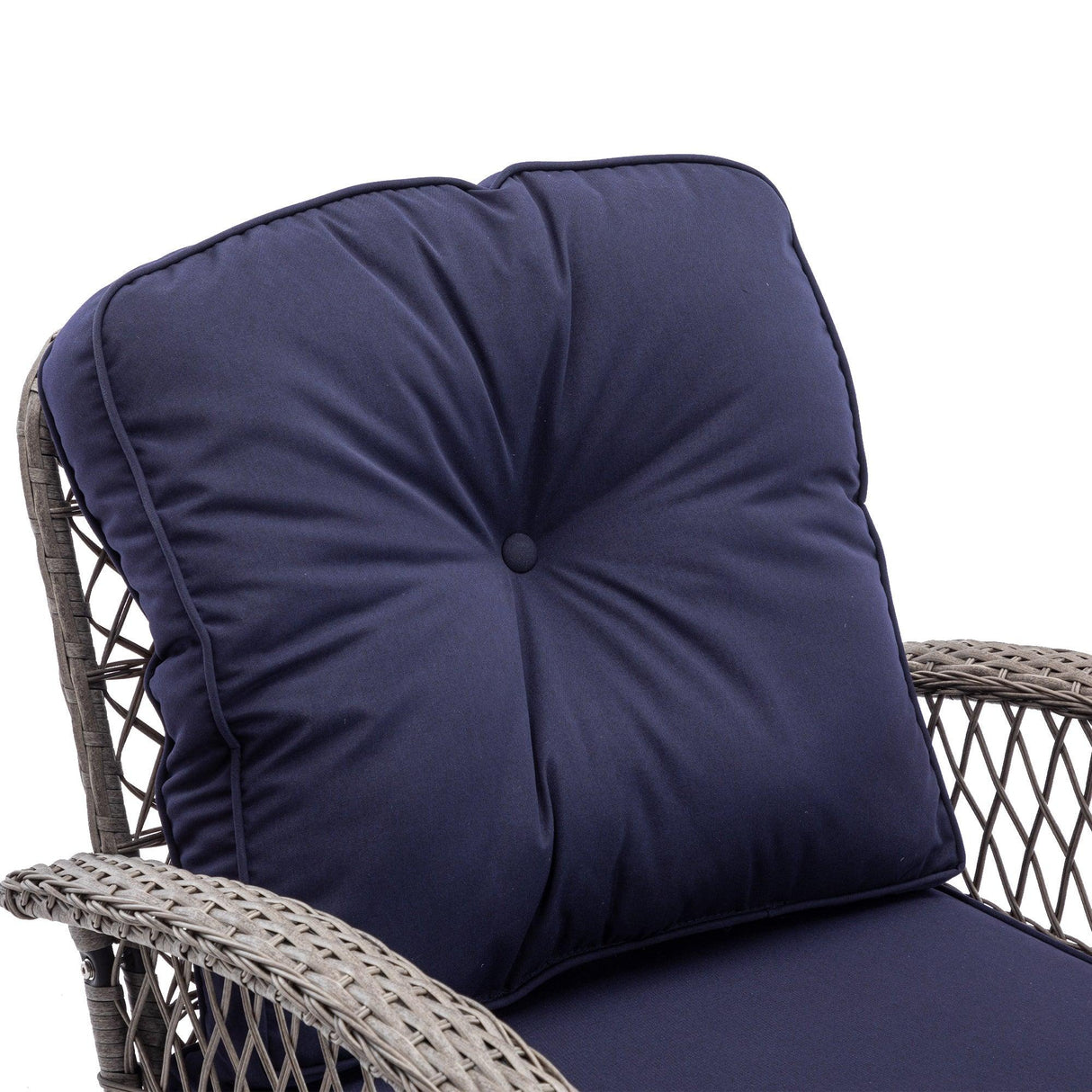 3 Piece Conversation Set With Glass Coffee Table - Navy Blue - Furniture Home Direct