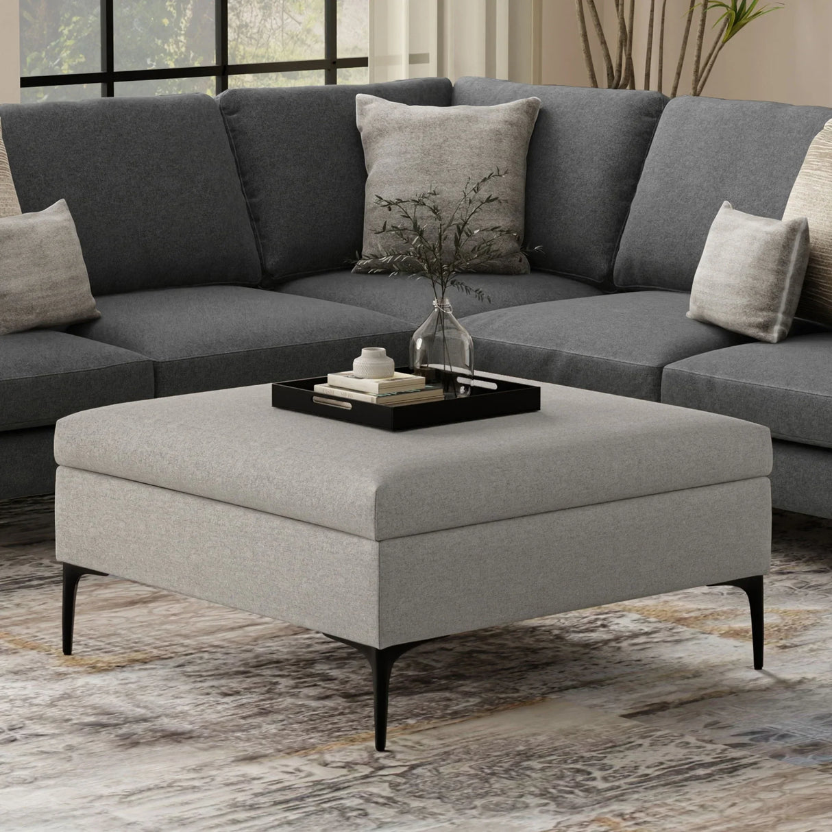 Rebecca - Multifunctional Coffee Table Storage Ottoman With Lift Up Lid - Furniture Home Direct