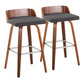 Maya - Mid Century Modern Fixed Height Barstool With Swivel With Square Footrest (Set of 2) - Furniture Home Direct