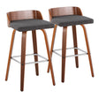 Maya - Mid Century Modern Fixed Height Barstool With Swivel With Square Footrest (Set of 2) - Furniture Home Direct