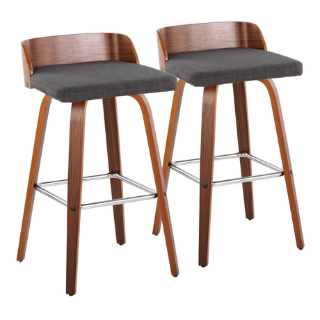 Maya - Mid Century Modern Fixed Height Barstool With Swivel With Square Footrest (Set of 2) - Furniture Home Direct