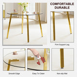 Dining Table Round Glass Top With Gold Legs Transparent - Furniture Home Direct