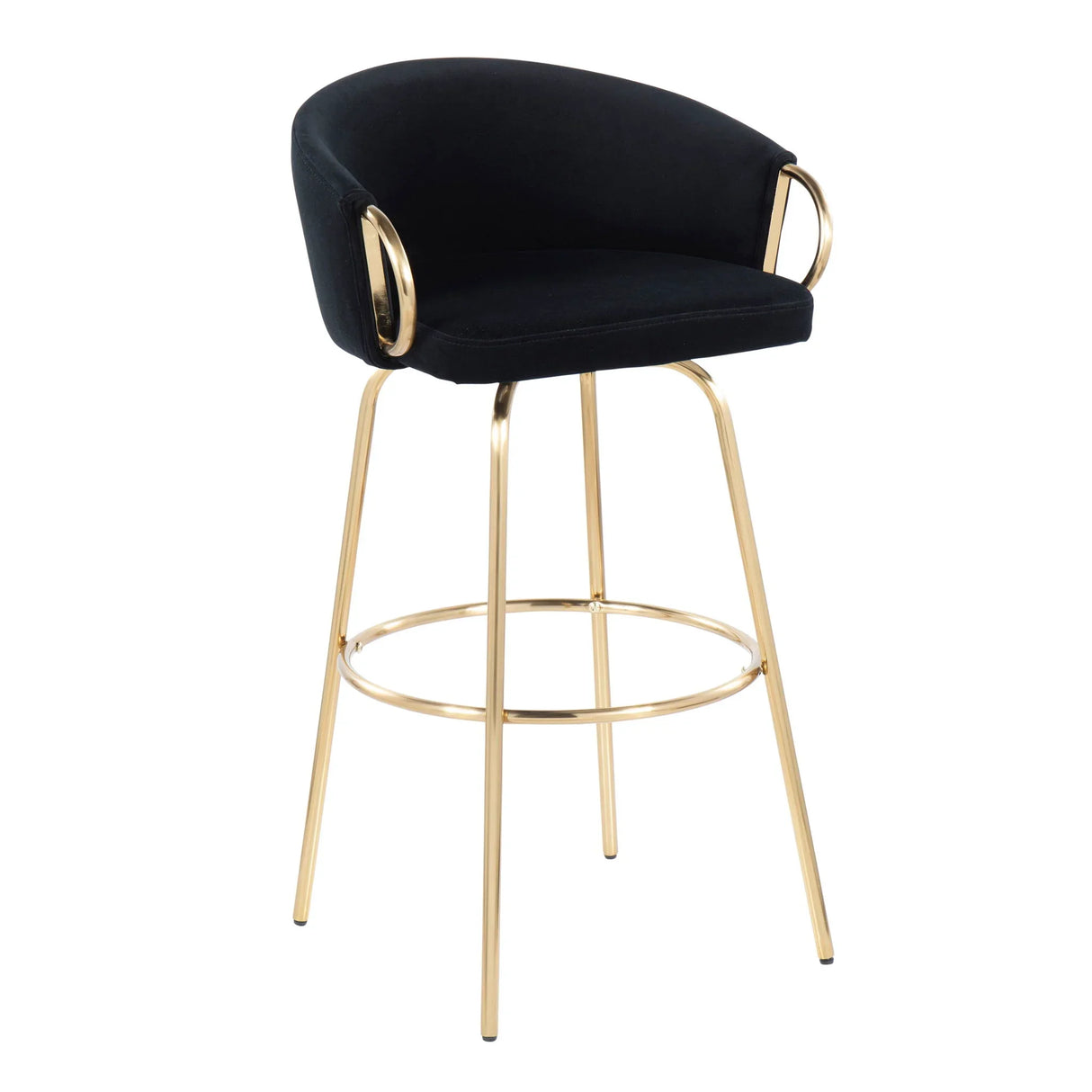 Claire - Contemporary / Glam Fixed Height Bar Stool (Set of 2) Round Footrest (Set of 2) - Furniture Home Direct