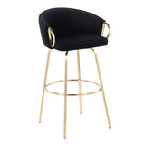 Claire - Contemporary / Glam Fixed Height Bar Stool (Set of 2) Round Footrest (Set of 2) - Furniture Home Direct