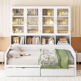 Daybed With Glass Door Storage Cabinets, Built In LED Lighting And Shelves - Furniture Home Direct