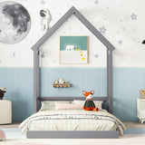 House-Shaped Roof Headboard Floor Bed, (Without Slats) - Furniture Home Direct