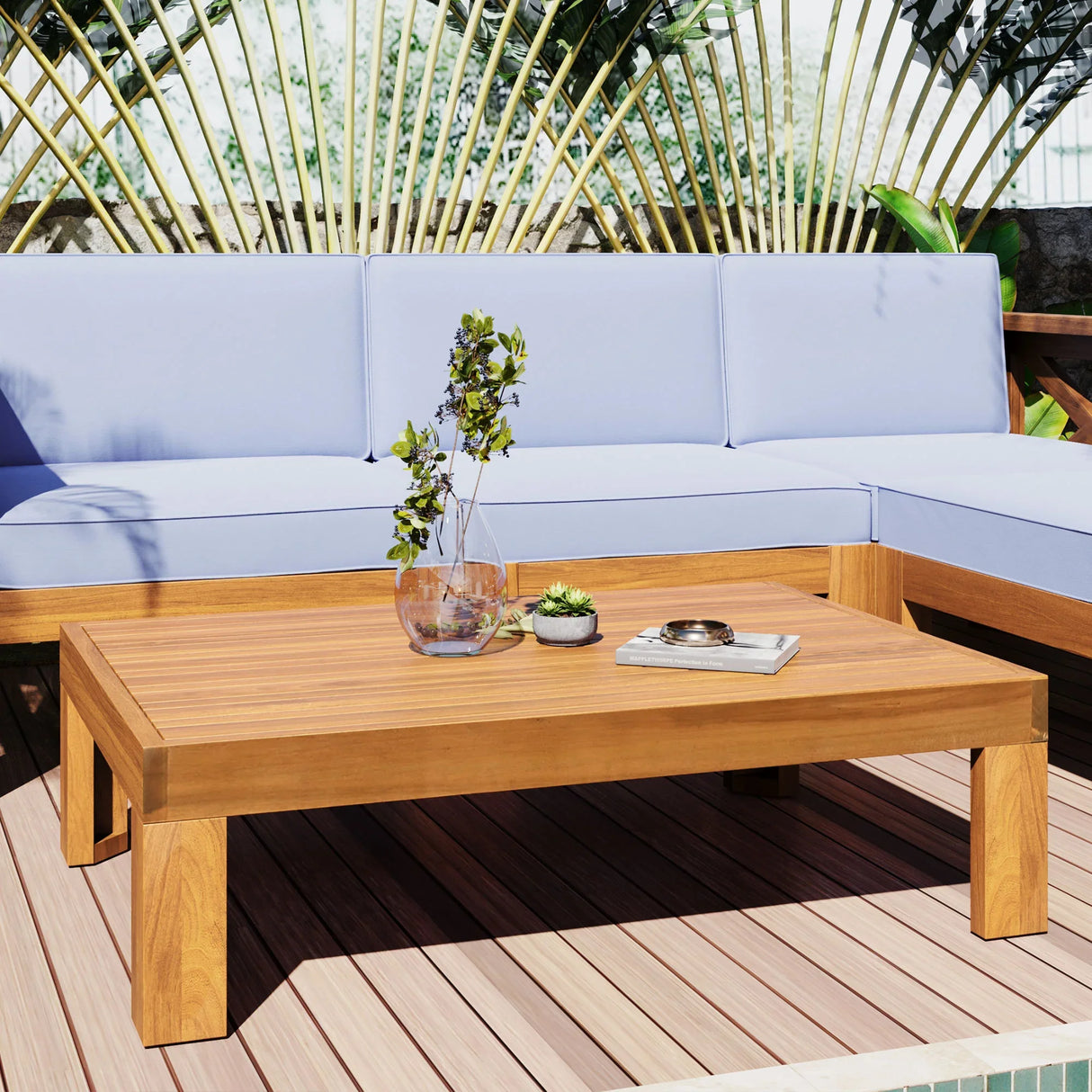 Outdoor 5-Piece Sectional With Cushions and Coffee Table - Furniture Home Direct