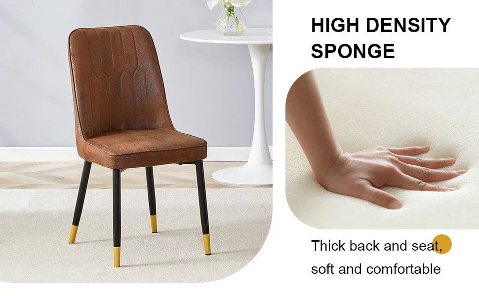 Set Of 8 Brown Faux Suede Velvet Dining Chair Set - Brown - Furniture Home Direct