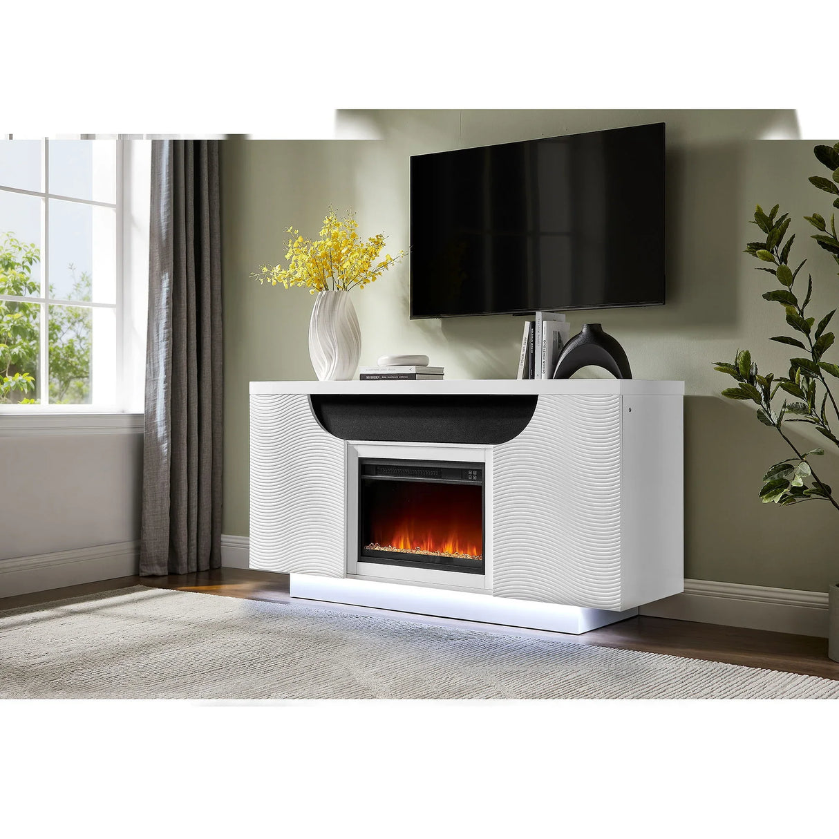 Alessia - Electric Fireplace With Multi Color LED And Flame Settings - Furniture Home Direct