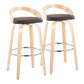 Grotto - Contemporary Fixed-Height Barstool With Swivel With Round Footrest (Set of 2) - Furniture Home Direct