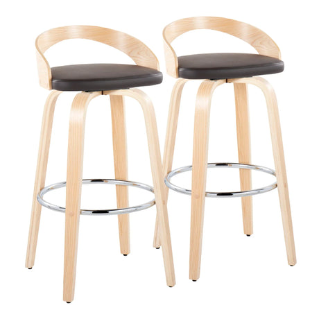Grotto - Contemporary Fixed-Height Barstool With Swivel With Round Footrest (Set of 2) - Furniture Home Direct