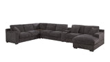 Celine - Chenille Fabric Corner Sectional Sofa With Right Facing Chaise, Cupholders, And Charging Ports - Gray - Furniture Home Direct