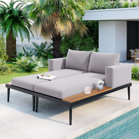 Outdoor Sectional Sofa With Chaise All Weather Gray - Furniture Home Direct