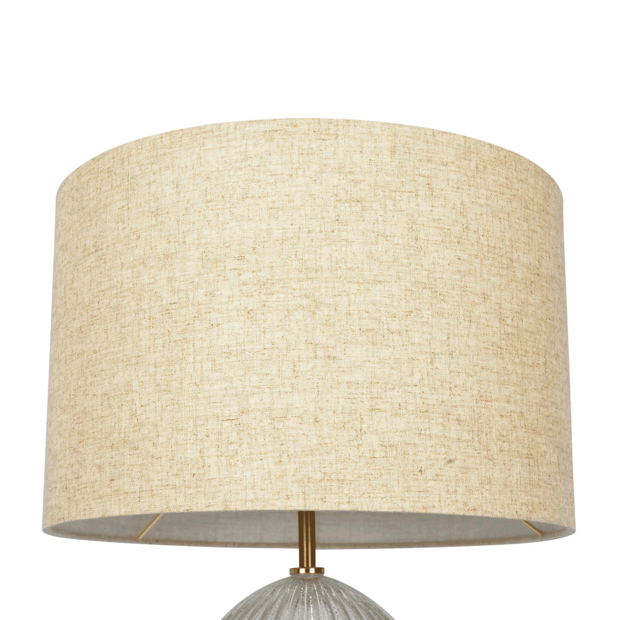 Aurora - Ribbed Lamp Base Clear Table Lamp Large Linen Shade - Beige / Clear / Gold - Furniture Home Direct