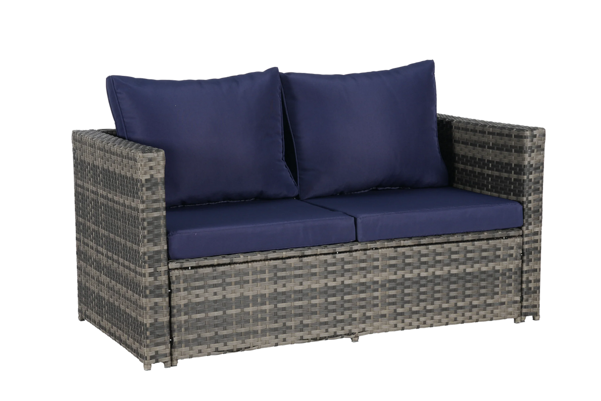 6 Piece Patio Wicker Set With Glass Table - Furniture Home Direct