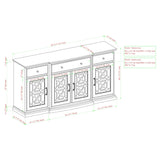 Classic Fretwork Detailed Glass Door Sideboard - Furniture Home Direct