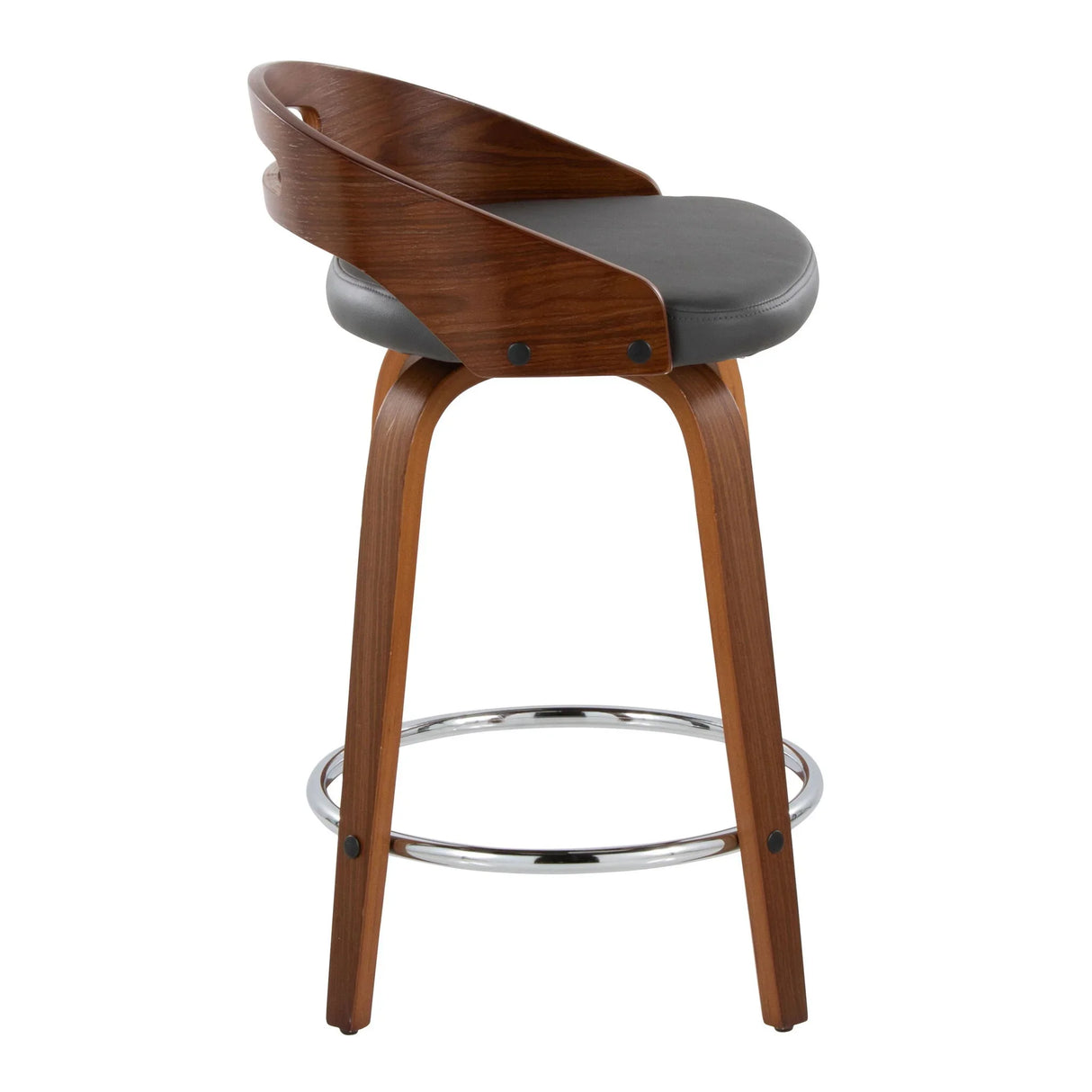Cassis - Mid Century Modern Fixed Height Counter Stool With Swivel With Round Footrest (Set of 2) - Furniture Home Direct
