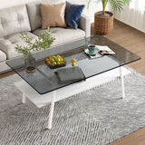 Rectangle Coffee Table, Tempered Glass Tabletop With Metal Legs - Furniture Home Direct