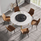 Modern Artificial Stone Round Dining Table, Can Accommodate 6 People Artificial Stone Turntable - Furniture Home Direct