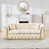 Button Tufted Couch With 2 Pillows, 3 Seater Luxury Chesterfield Sofa - Furniture Home Direct