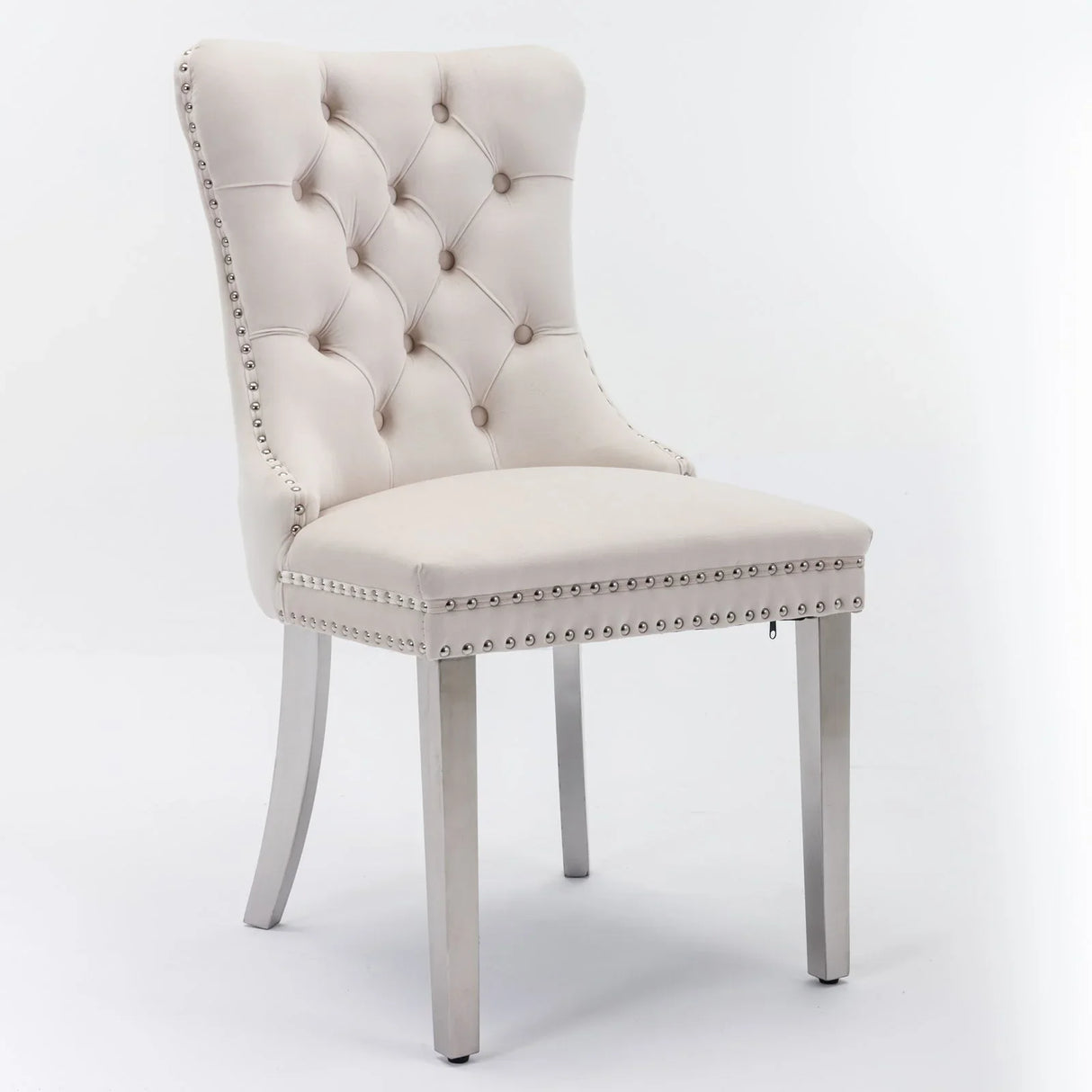 Nikki - Modern, High-End Tufted Solid Wood Contemporary Velvet Upholstered Dining Chair With Chrome Stainless Steel Plating Legs, Nailhead Trim (Set of 2) - Furniture Home Direct