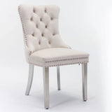 Nikki - Modern, High-End Tufted Solid Wood Contemporary Velvet Upholstered Dining Chair With Chrome Stainless Steel Plating Legs, Nailhead Trim (Set of 2) - Furniture Home Direct