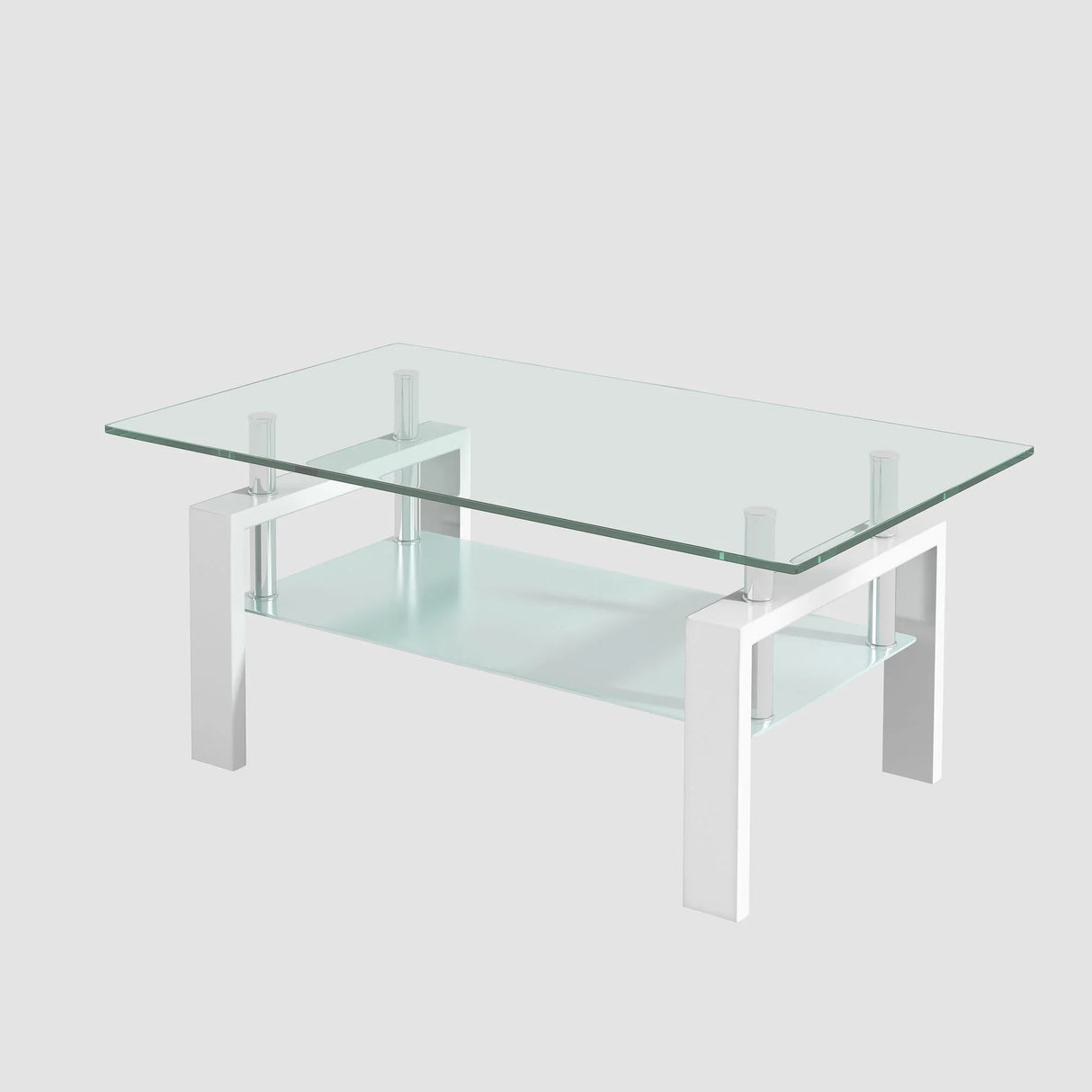 Tempered Glass Table With Storage - Furniture Home Direct