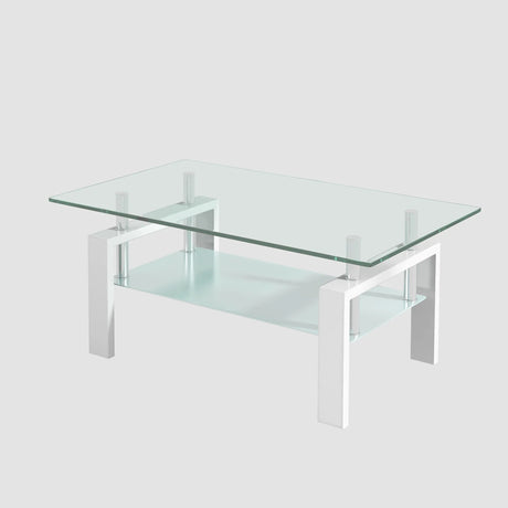 Tempered Glass Table With Storage - Furniture Home Direct
