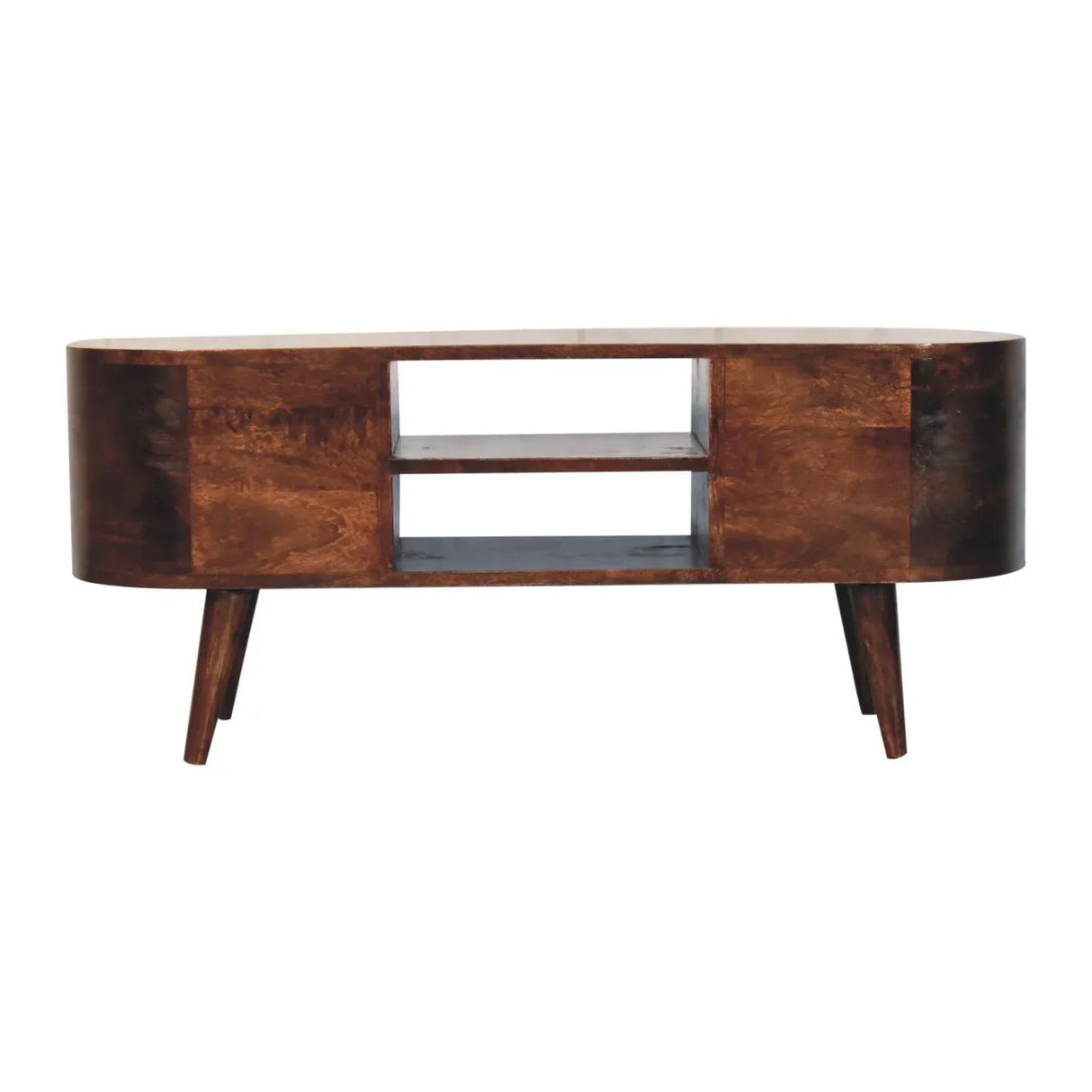 Solid Wood Rounded Entertainment Unit - Furniture Home Direct